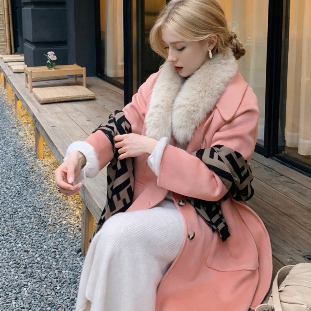 Elegant Peach Women's Wool Coat